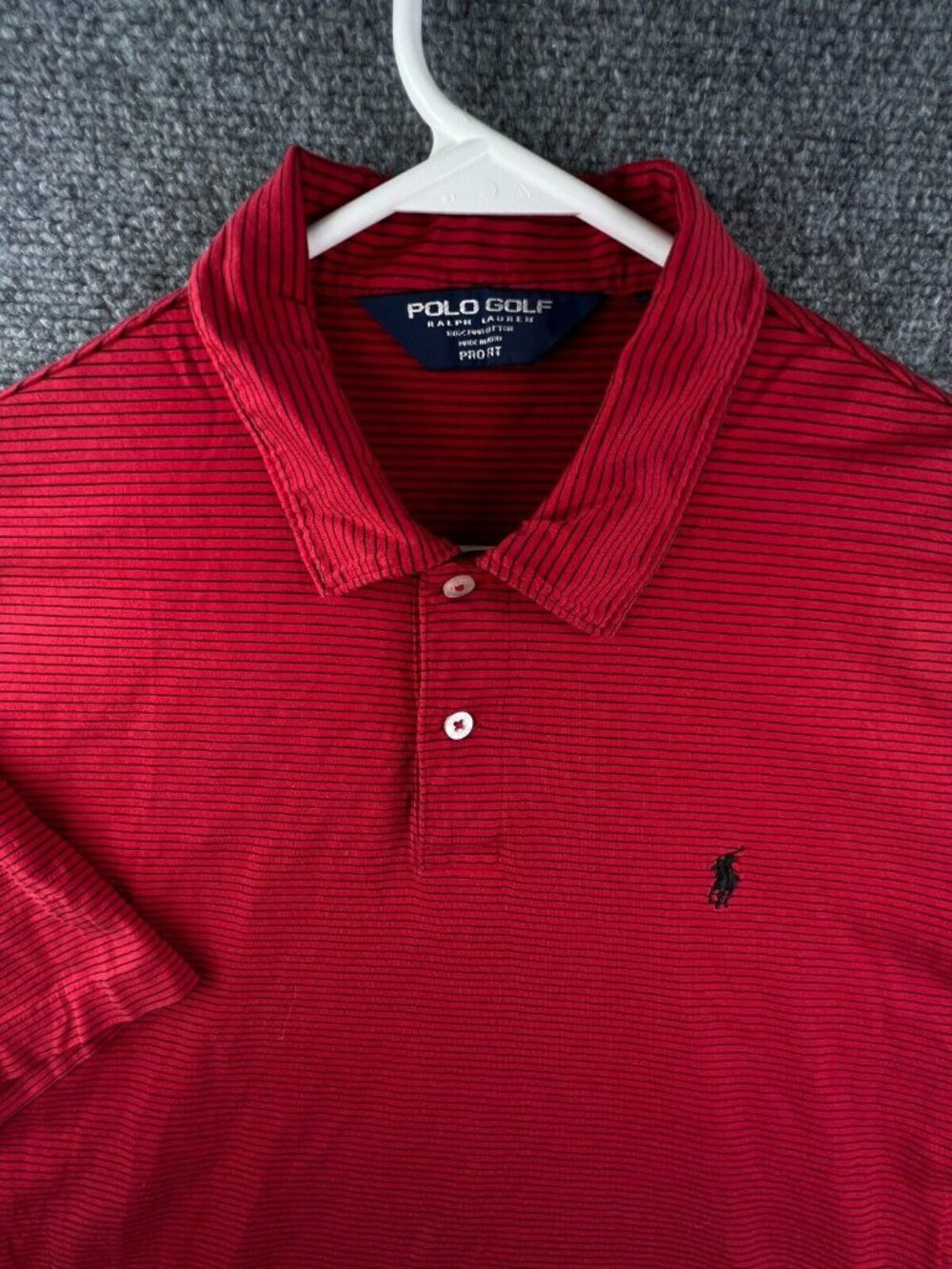 Polo Golf Ralph Lauren Short Sleeve Short Polo Medium Striped Red Black Pro Fit